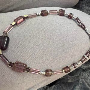 Pretty Purple Glass Choker Necklace